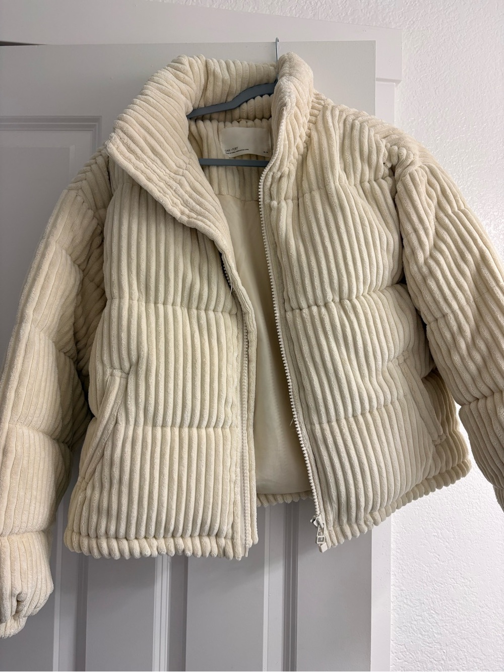 Cream Corduroy Puffer Jacket